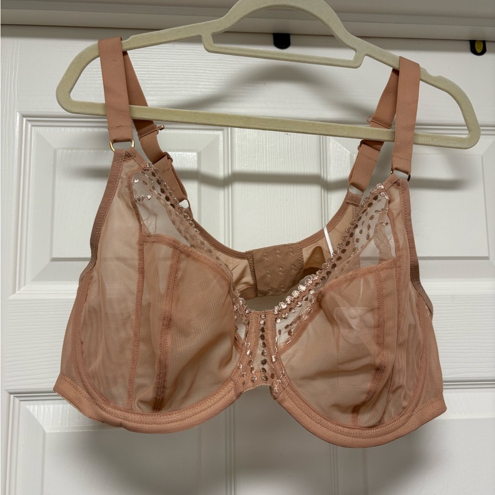 NWT Elomi Matilda Unlined Plunge Bra Tan Cafe 44 DDD Retails $75 - Picture 3 of 6